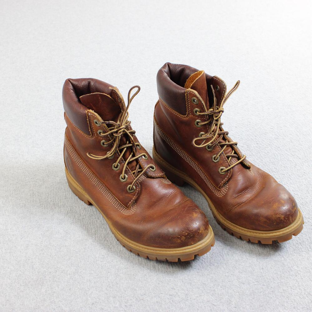 Timberland Boots Men Size 8.5 Brown Leather Combat Waterproof Lug Sole Boots Y2K
